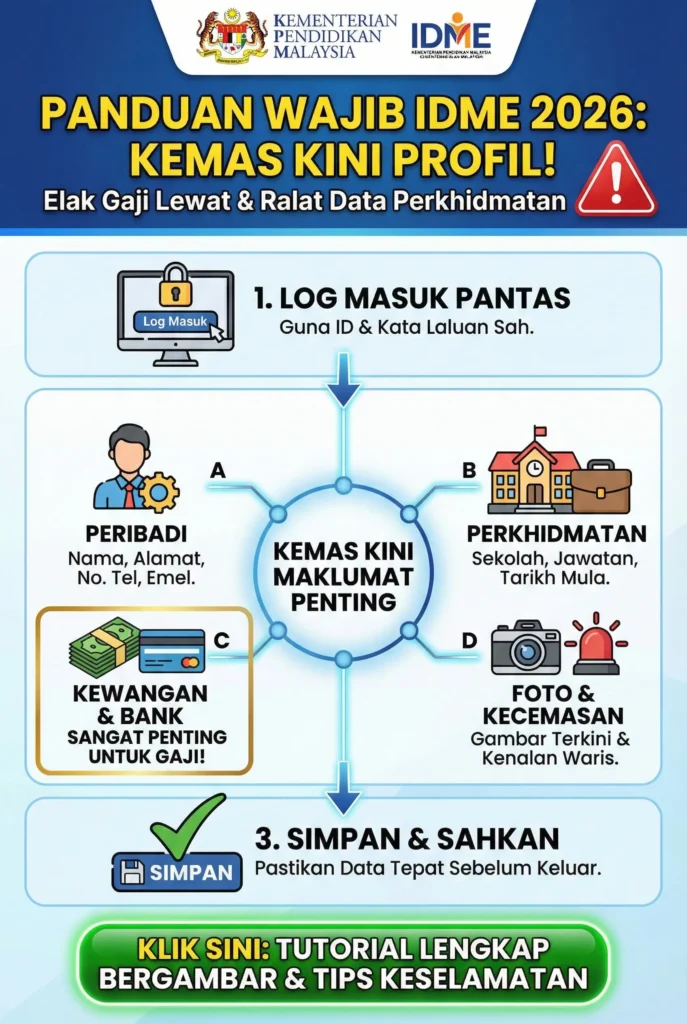 Tutorial Lengkap Mengemas Kini Maklumat Profil di Portal IDME KPM (2026)